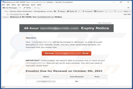 Expiry Notice Email Scam