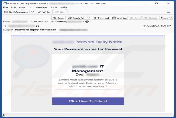 Your Password Is Due For Renewal Email Scam