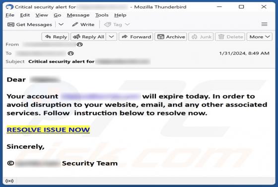 Email Account Will Expire Scam