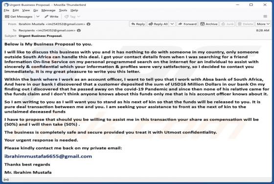 Business Proposal Email Scam