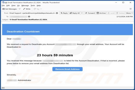 Deactivation Countdown Email Scam