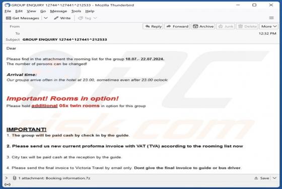 Rooming List For The Group Email Virus