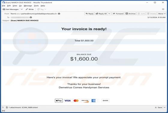 Your Invoice Is Ready Email Scam