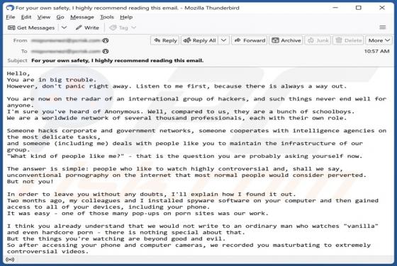 You Are Now On The Radar Of An International Group Of Hackers Email Scam