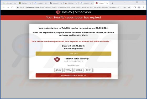 Your TotalAV Subscription Has Expired POP-UP Scam