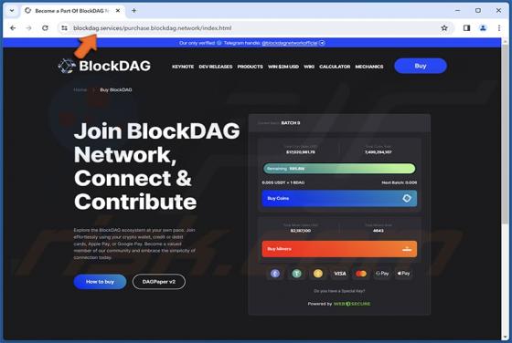 Crypto Drainer Impersonating the BlockDAG Website