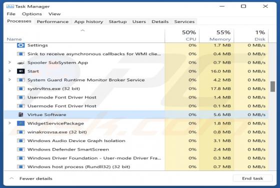Virtue Software Unwanted Application