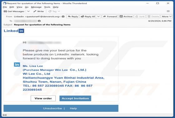 Products On LinkedIn Email Scam