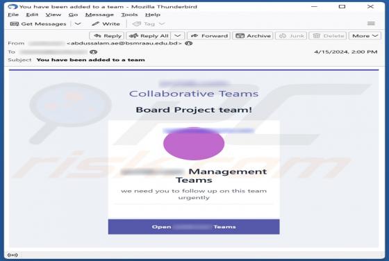 Collaborative Teams Email Scam