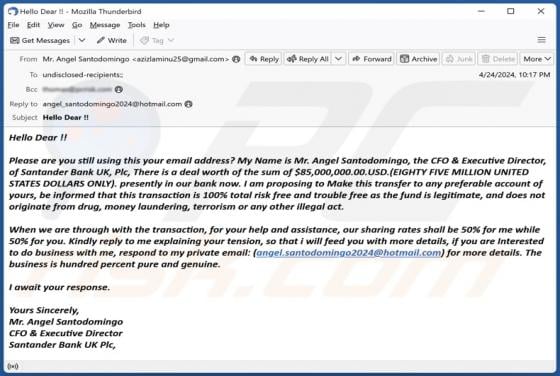 Santander Bank Deal Email Scam
