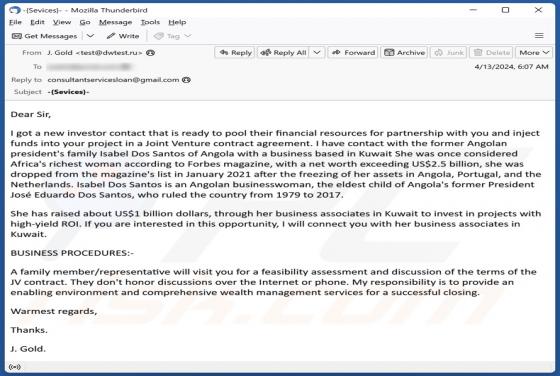 New Investor Email Scam