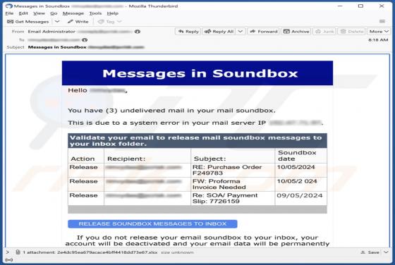 Messages In Soundbox Email Virus
