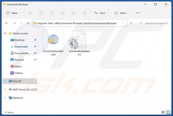 Universal Browser Unwanted Application