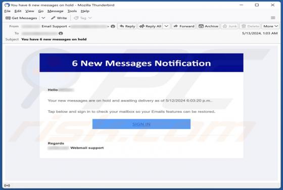 New Messages Notification Email Scam