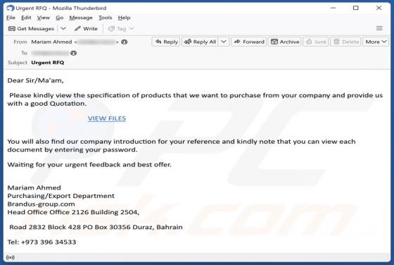 Specification Of Products Email Scam