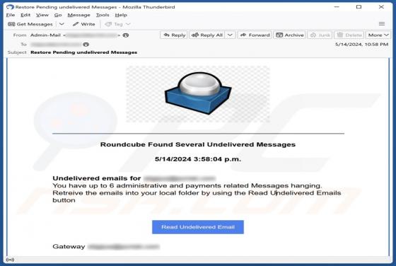 Roundcube Found Several Undelivered Messages Email Scam