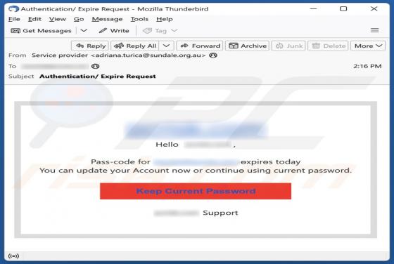 Pass-code Expires Today Email Scam