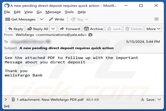 Wells Fargo - Direct Deposit Email Scam
