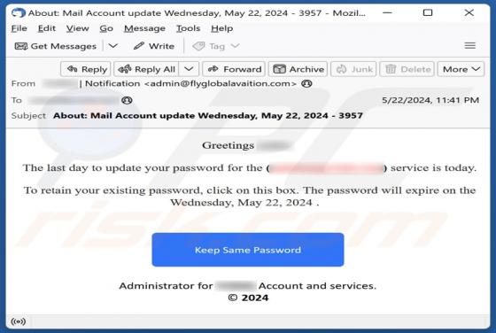 Last Day To Update Your Password Email Scam
