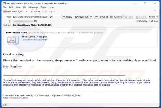 Remittance Note Email Scam