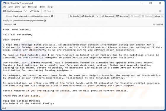 Trustworthy Foreign Partner Email Scam