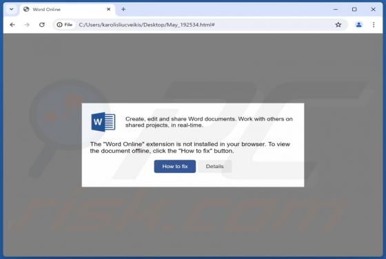 Word Online Extension Is Not Installed Scam