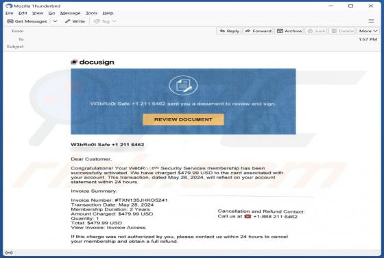 WebRoot Security Services Activated Email Scam