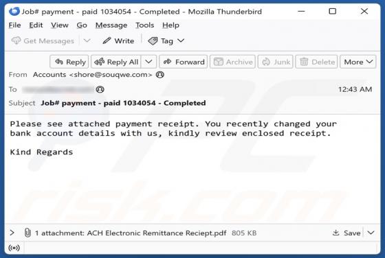 Bank Account Details Email Scam