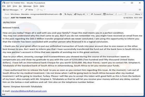 Fund Transaction Email Scam
