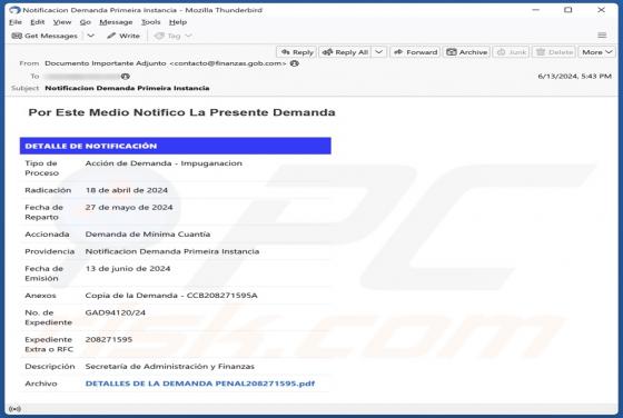 Por Este Medio Notifico La Presente Demanda Email Virus