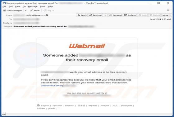 Someone Added You As Their Recovery Email Scam