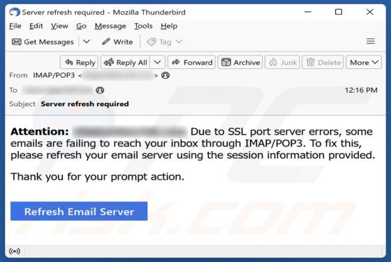 SSL Port Server Errors Email Scam