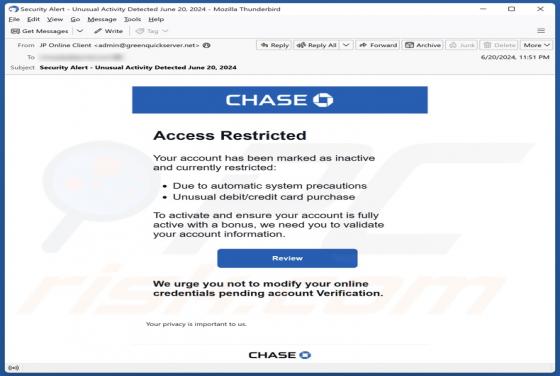 Chase - Access Restricted Email Scam