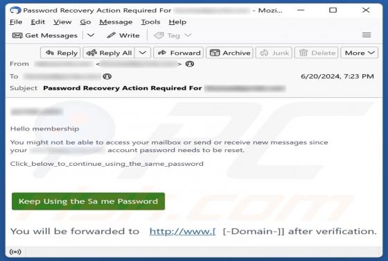 Account Password Needs To Be Reset Email Scam