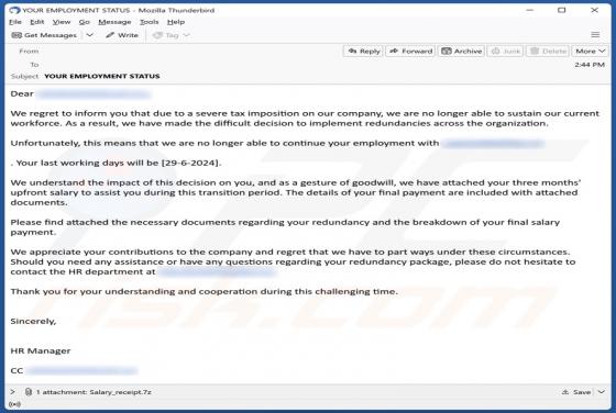 Redundancies Across The Organization Email Virus