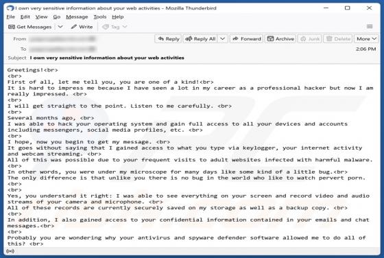 You Are One Of A Kind Email Scam