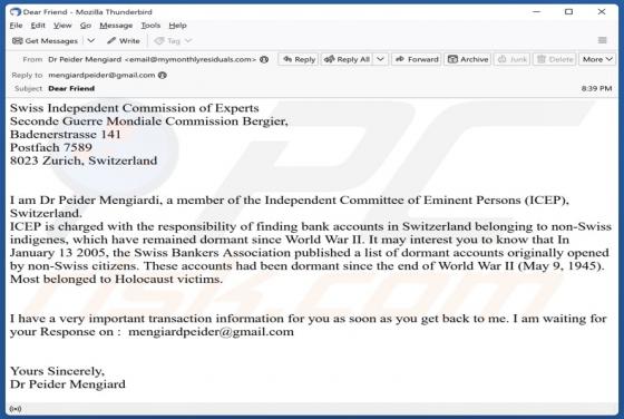 Independent Committee Of Eminent Persons (ICEP) Email Scam