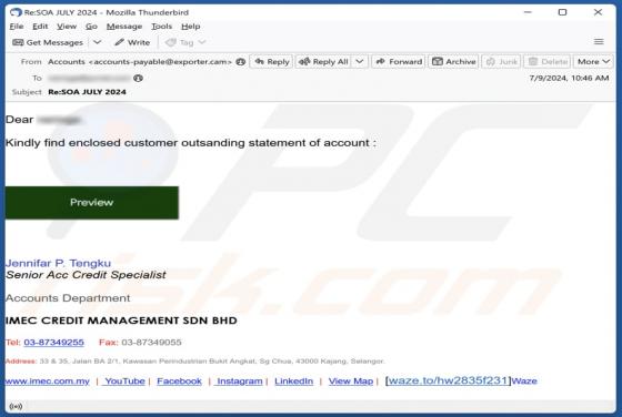 Outstanding Statement Of Account Email Scam