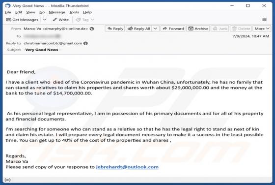 Legal Right To Claim Estate Email Scam