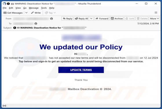 We Updated Our Policy Email Scam