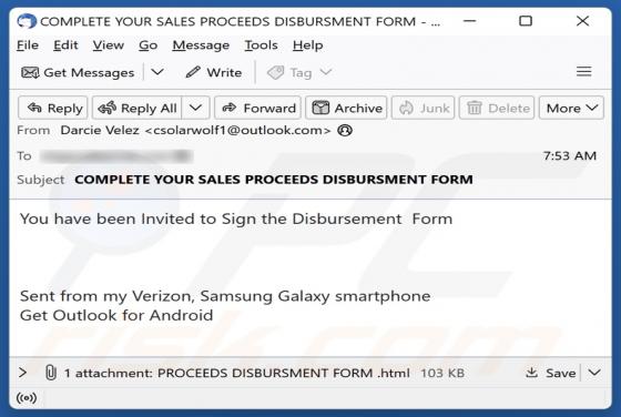 Disbursement Form Email Scam