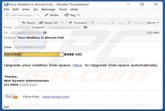 Upgrade Your Mailbox Disk-Space Email Scam