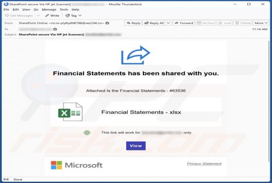Financial Statements Has Been Shared With You Email Scam