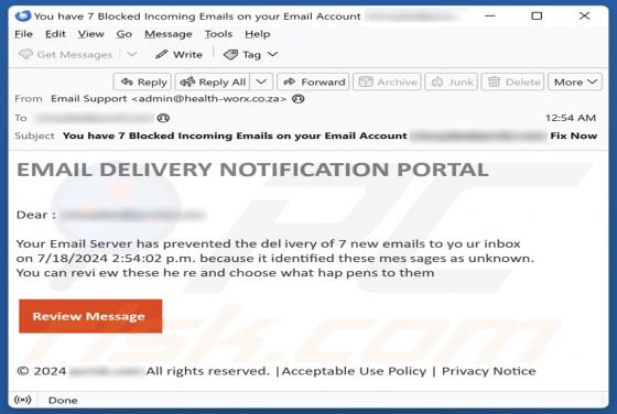 Email Delivery Notification Portal Email Scam