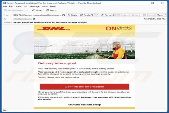 DHL Delivery Interrupted Email Scam