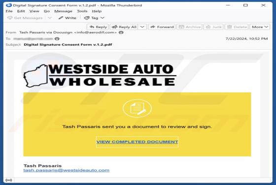 Westside Auto Wholesale Email Scam