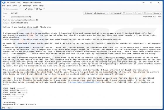 Organizing A Foundation Email Scam