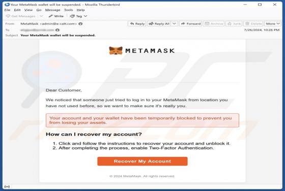 MetaMask Log-In Attempt Email Scam