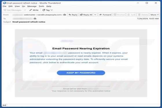 Password Nearing Expiration Email Scam