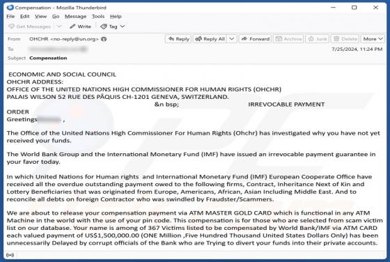 Irrevocable Payment Order Email Scam